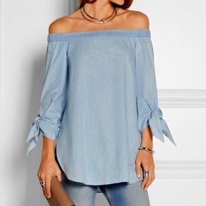 Tibi Off Shoulder Chambray Top • Small